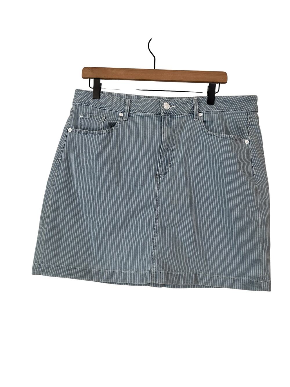 Loft Womens Blue and White Striped Casual Classic Denim Mini Skirt Size 12